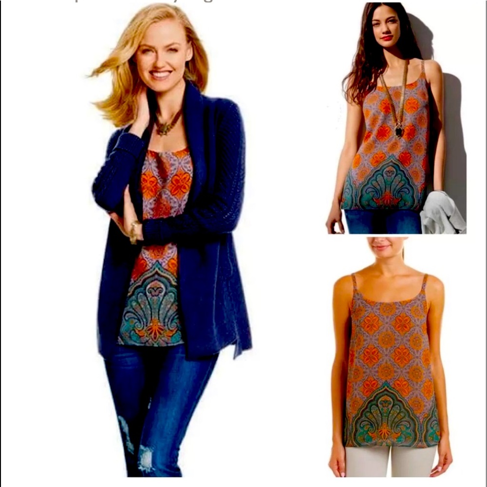 EUC cabi Arabesque Cami medium style 3082 BoHo print adjustable straps